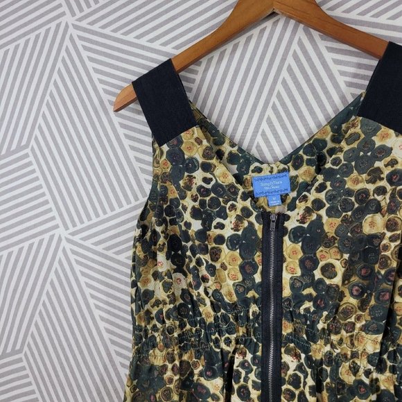 Simply Vera Wang Shirt Dress size Medium Swim Cover Up Full Zip Floral Tan - Picture 3 of 6